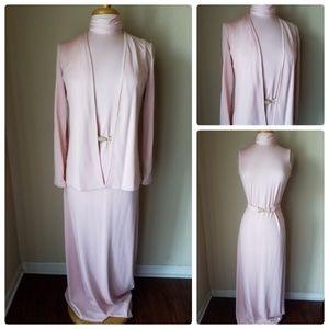 Adde California Pink 2 pc Maxi Dress Belted Jacket